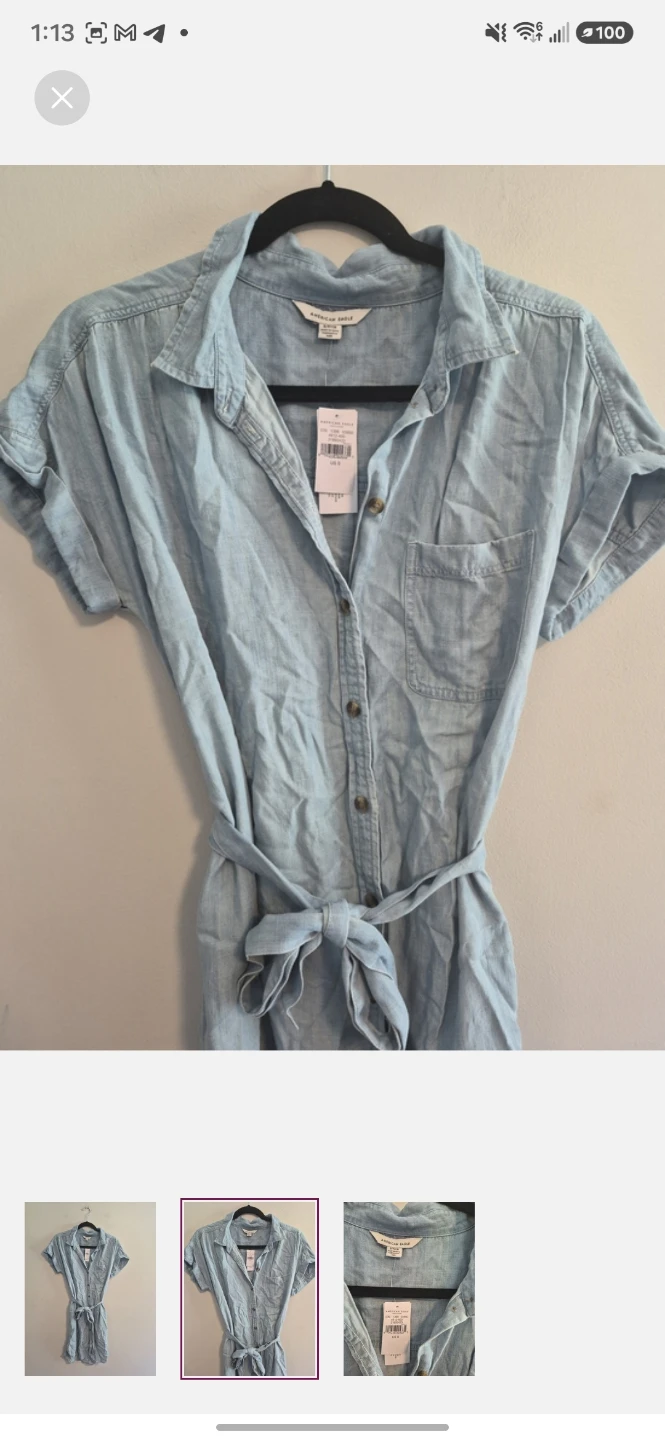 American Eagle Light Blue Shirt Dress - photo 2