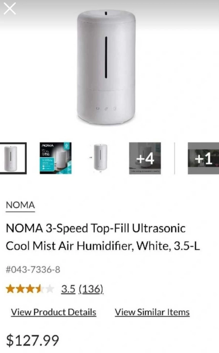 NOMA 3-Speed Top-Fill Ultrasonic Cool Mist Air Humidifier