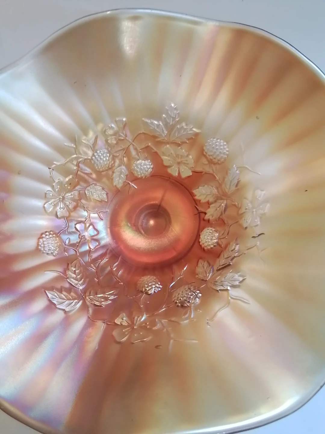 Vintage Marigold Carnival Glass Footed Bowl - photo 3