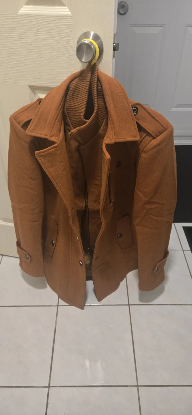 Mens Rust Brown Wool-Blend Coat - photo 2