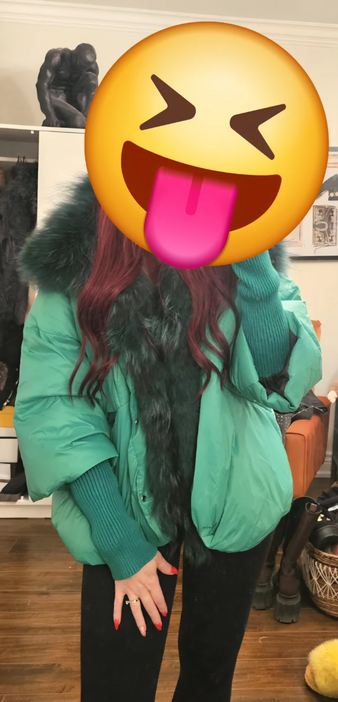 Green Puffer Jacket with Fur Trim - photo 2