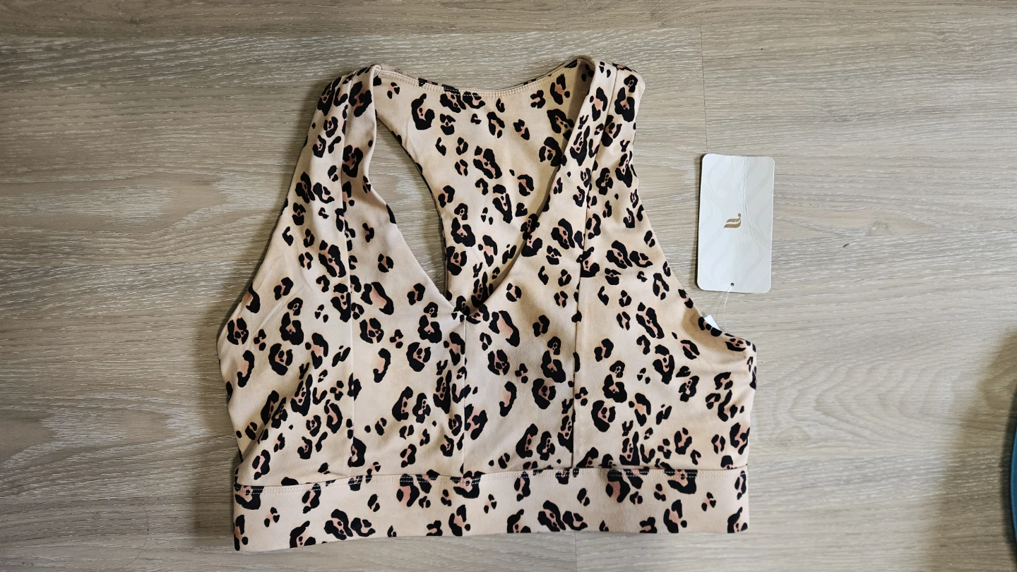 Fabletics On-The-Go Midi Sports Bra - Leopard Print, XL - photo 4