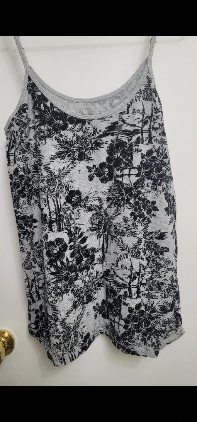 Addition Elle Grey Floral Print Camisole - Size 1X