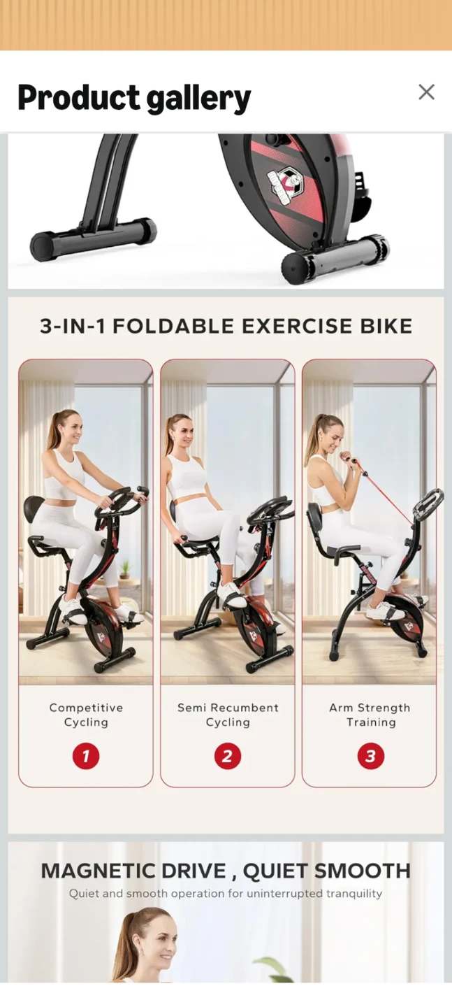 HAPBEAR 3-in-1 Foldable Exercise Bike - Original price 225 - photo 3