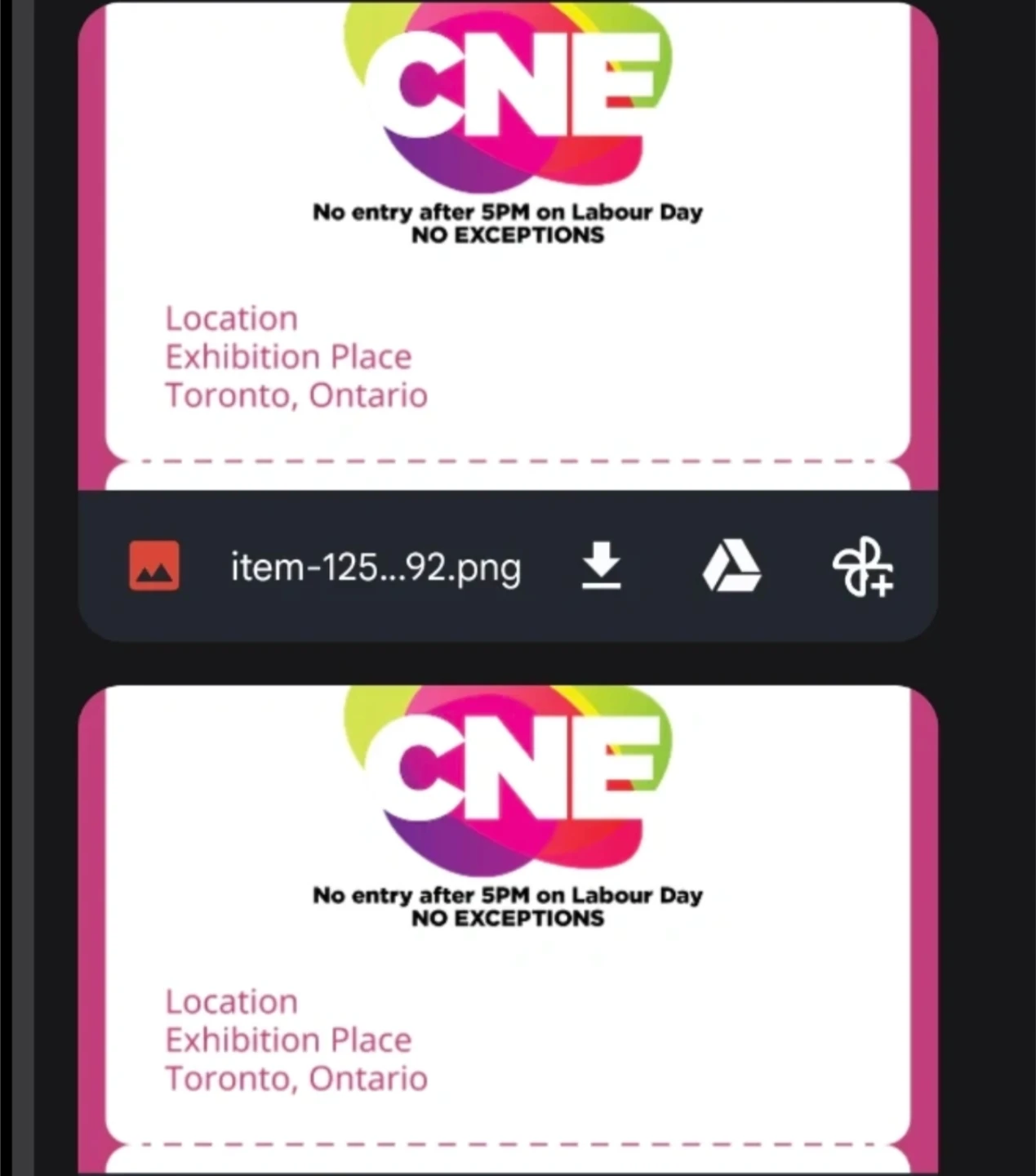 CNE general admission ticket