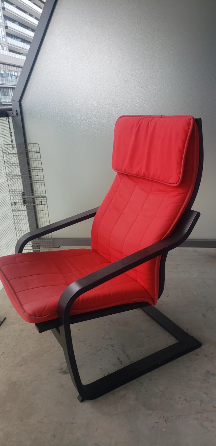 IKEA Poang Armchair with Red Cushion - photo 2