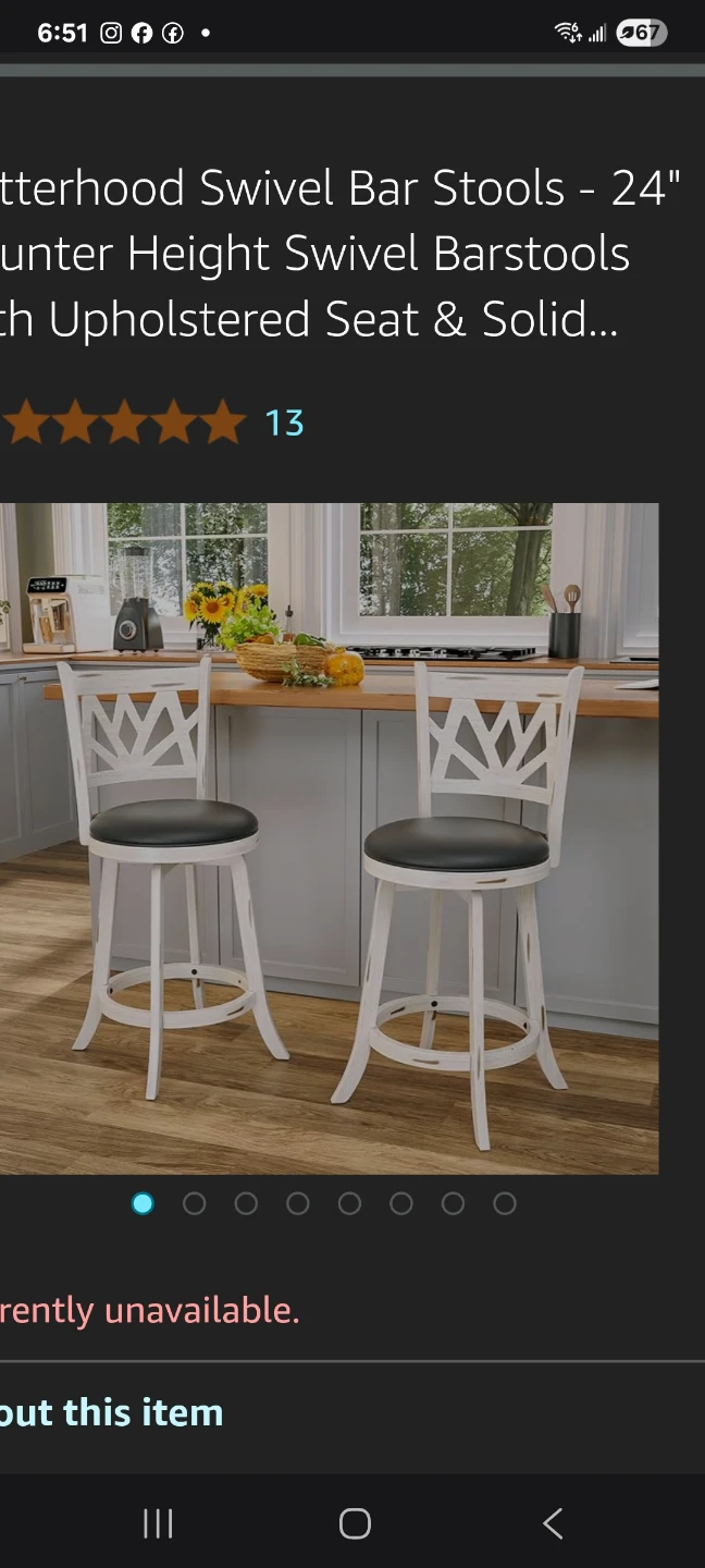 Counter Height Swivel Bar Stools - Set of 2