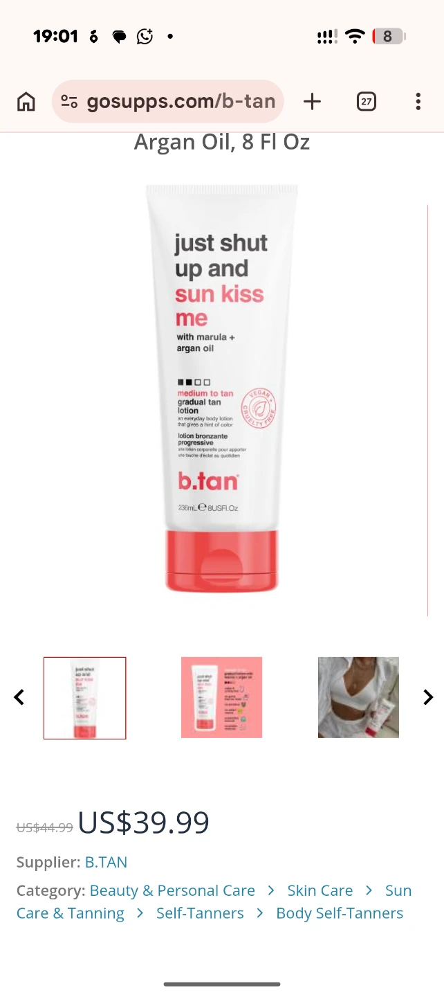b.tan Just Shut Up and Sun Kiss Me Gradual Tan Lotion Brand New - photo 2