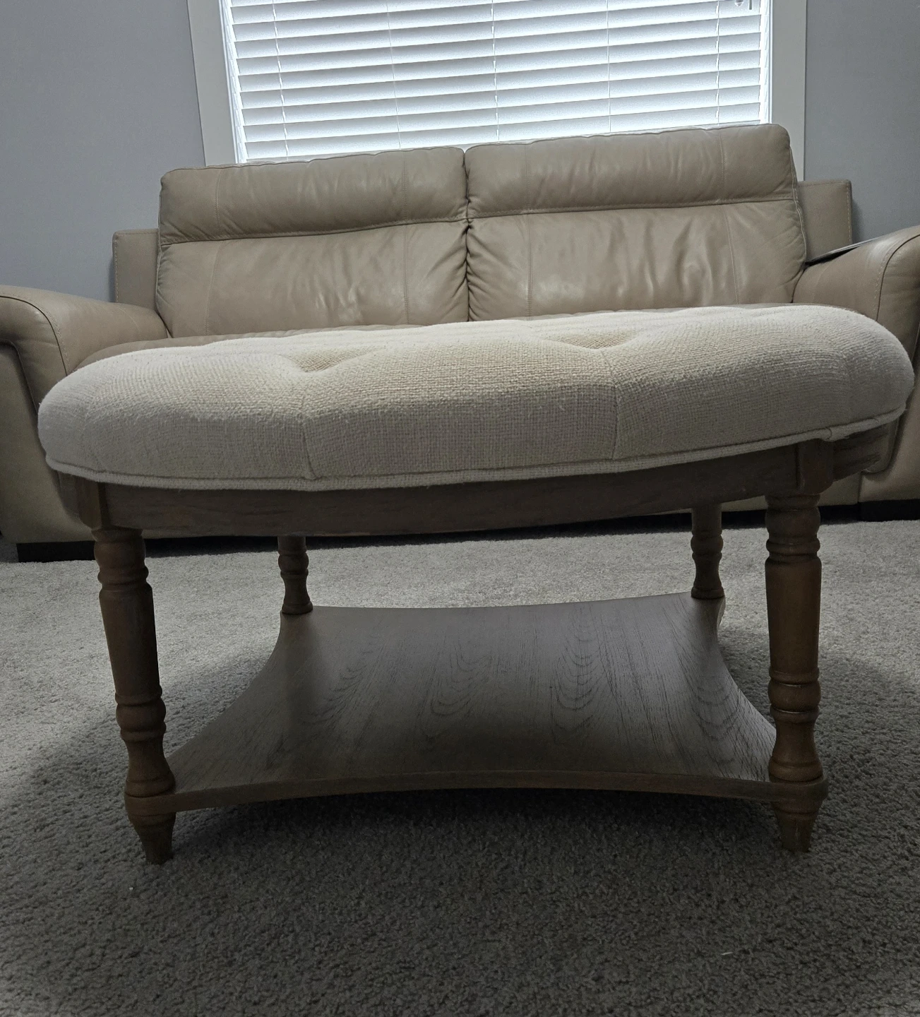 Tufted Round Fabric Ottoman