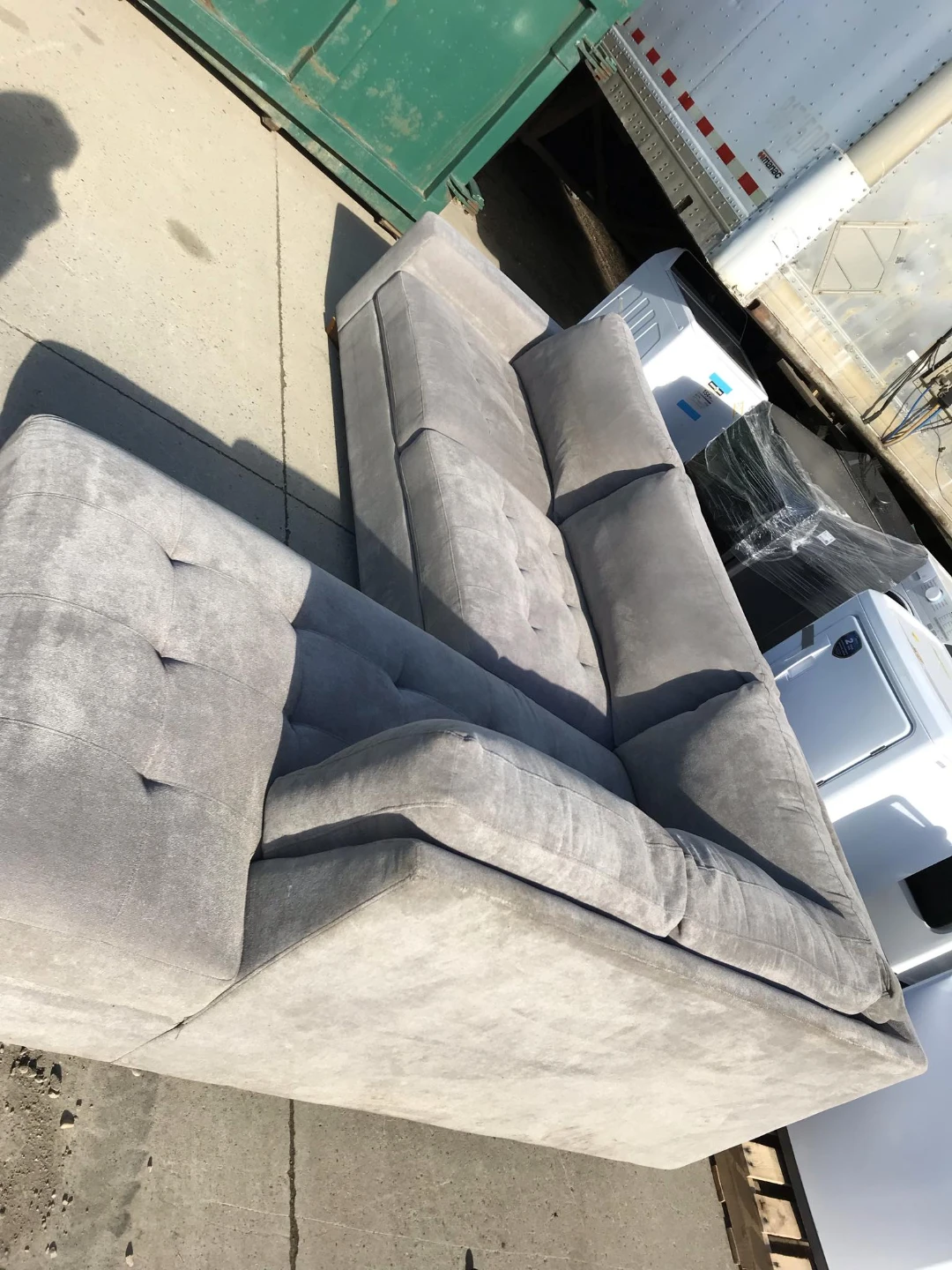 Grey Tufted Sectional Sofa - photo 2