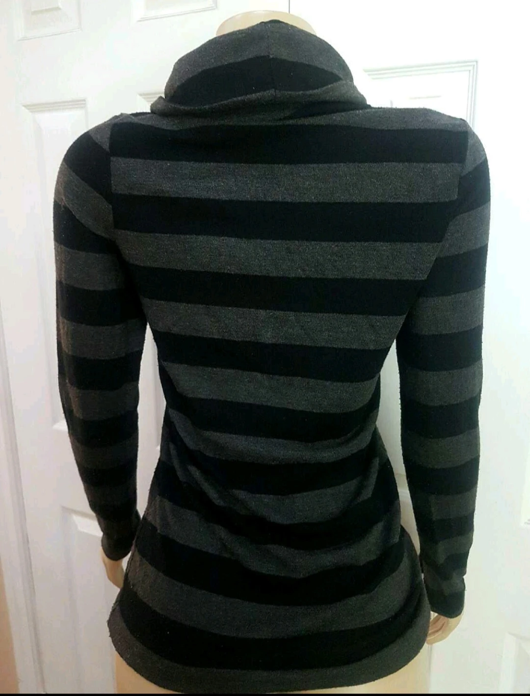 Womens Striped Cowl Neck Sweater - photo 2
