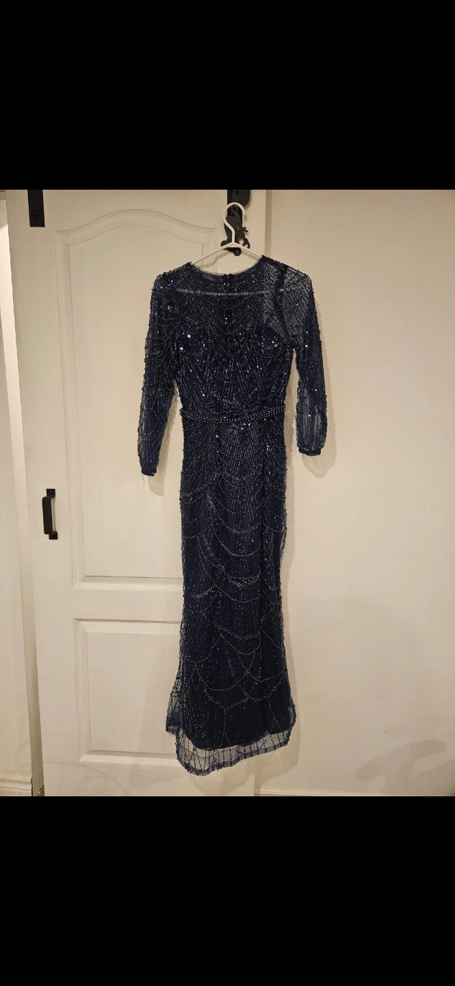 Navy Blue Beaded Evening Dress - photo 3
