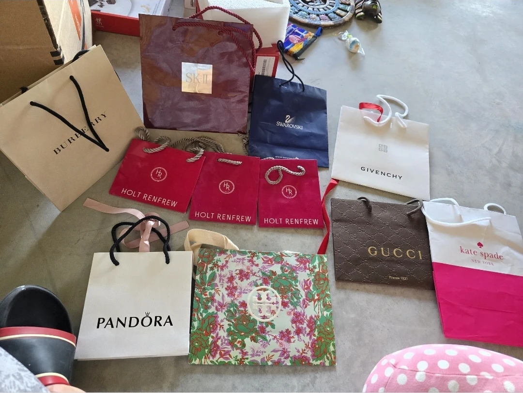 Assorted Luxury Brand Shopping Bags - 11 Piece Set