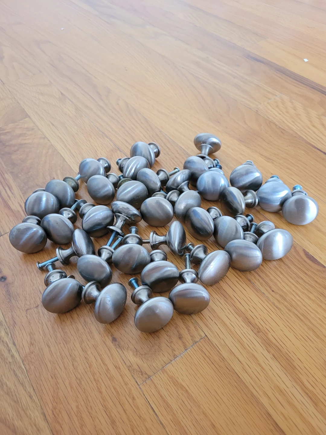 36 Satin Nickel Cabinet Door Round Knobs Like-New or Good Cond - photo 4