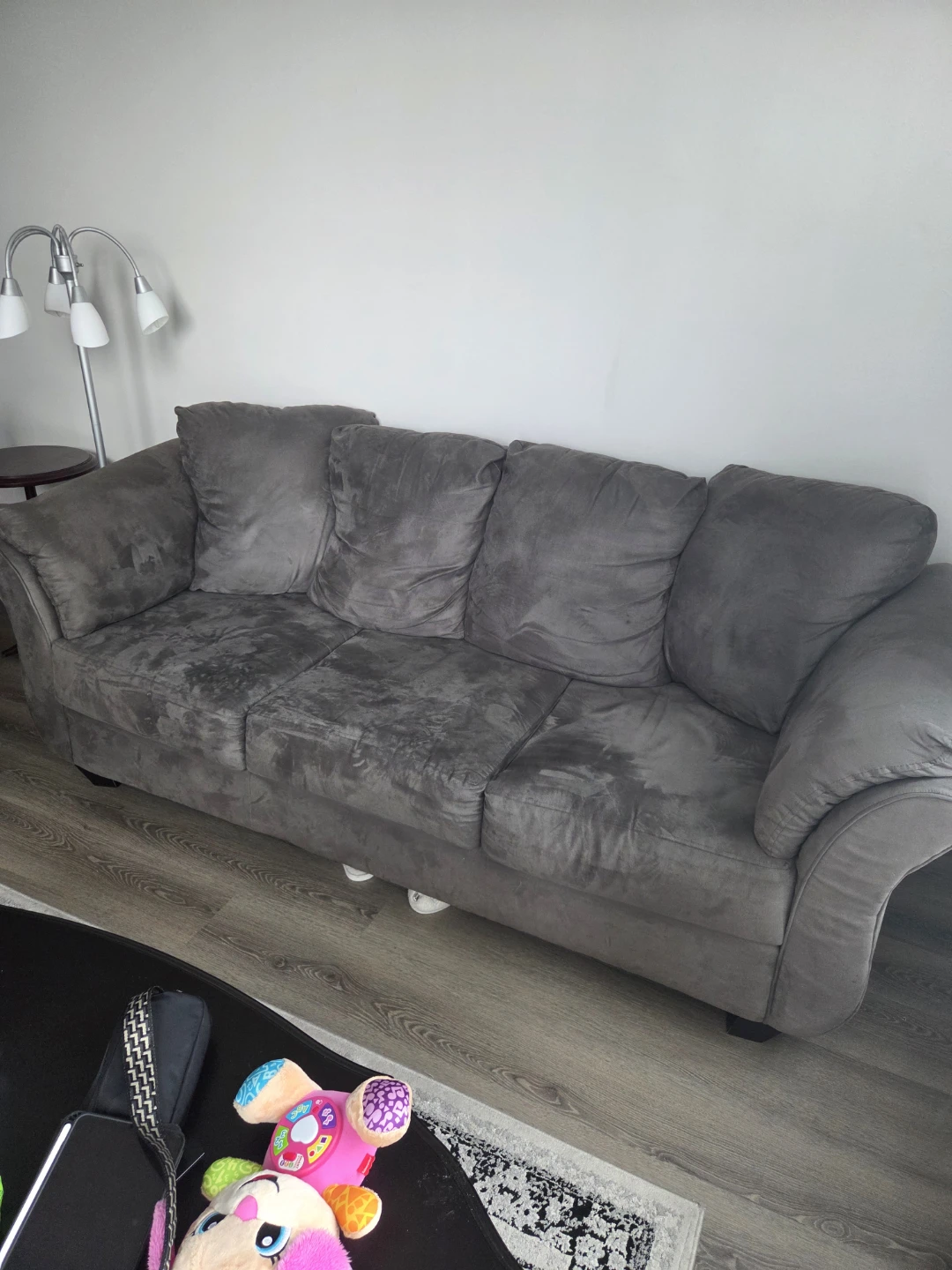 Leons Dark Grey Microfiber Sofa