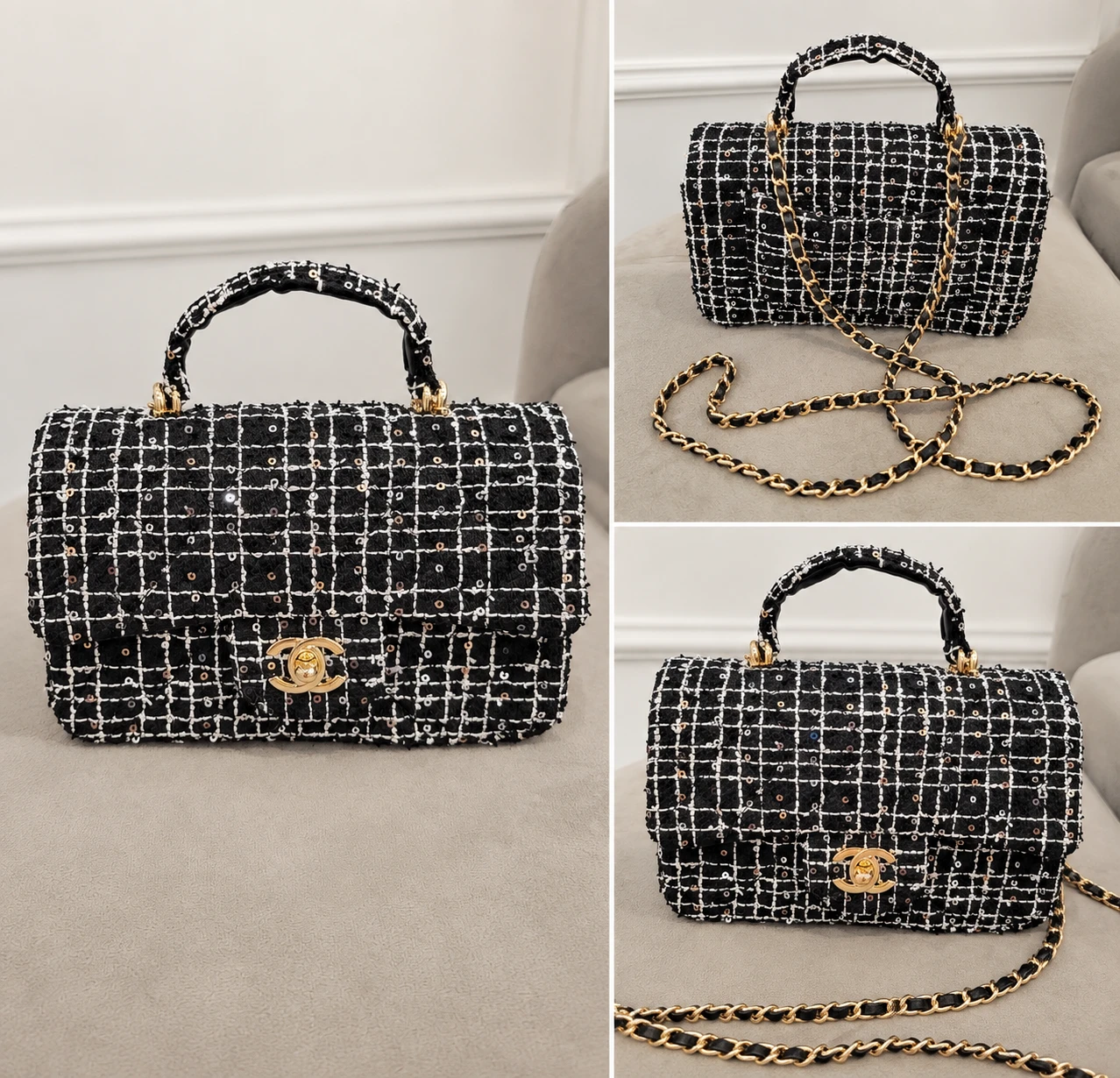 Chanel Tweed Sequin Flap Bag
