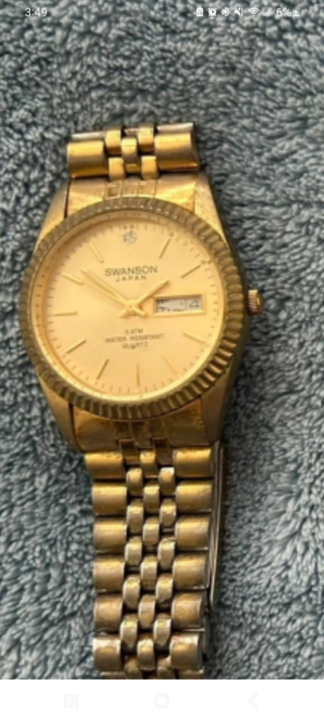 Swanson Japan Gold Tone Quartz Watch