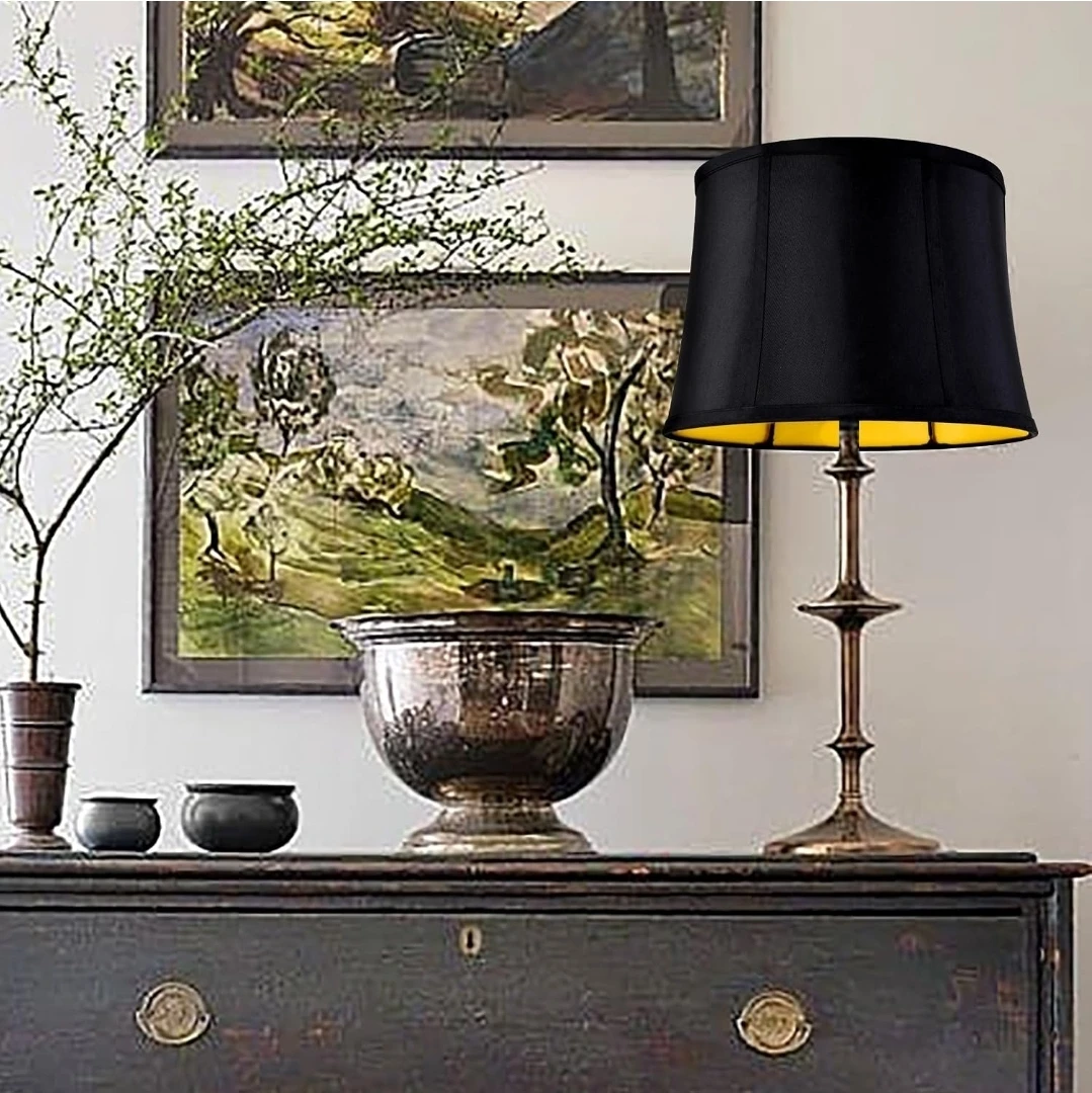 Black and Gold Drum Lamp Shade - photo 2