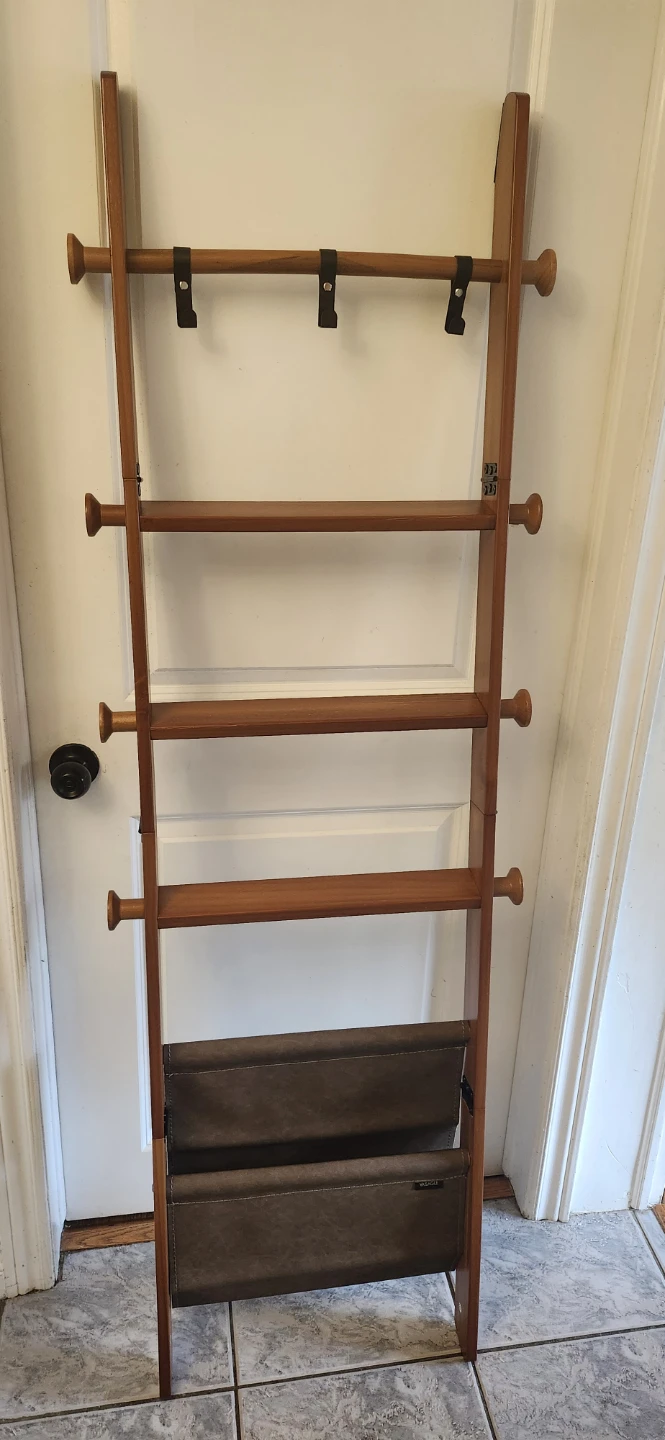 VASAGLE Ladder Shelf with Hooks and Storage - photo 2