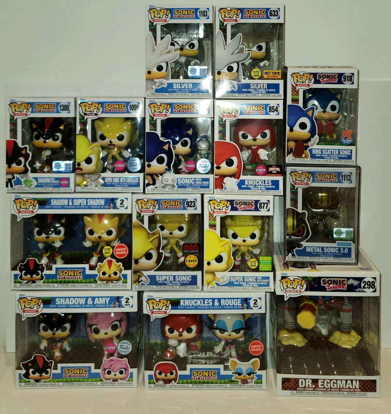 Sonic Funko Pop Collection x14 Chase, Flocked, GITD, 2 Packs, LE