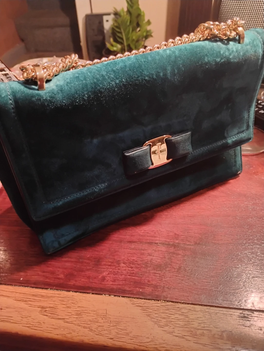 Salvatore Ferragamo Velvet Shoulder Bag
