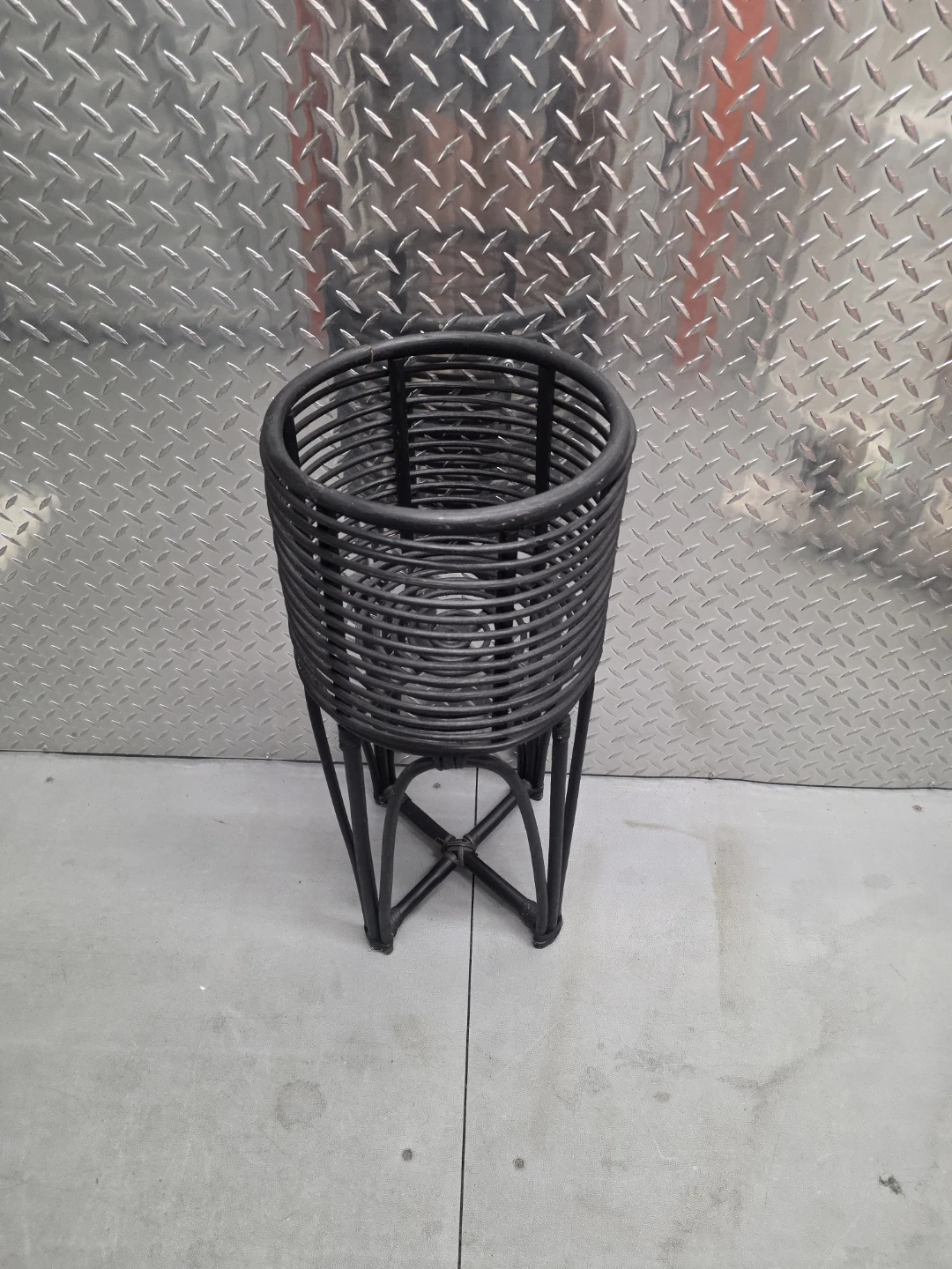 Black Rattan Plant Stand - photo 2