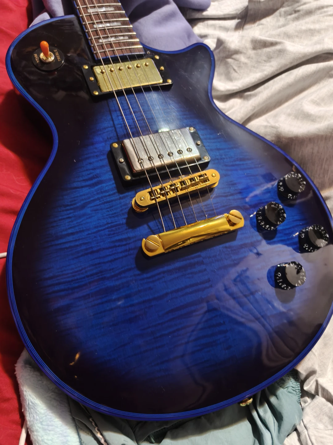 Firefly Blue Flame Top Electric Guitar lp
