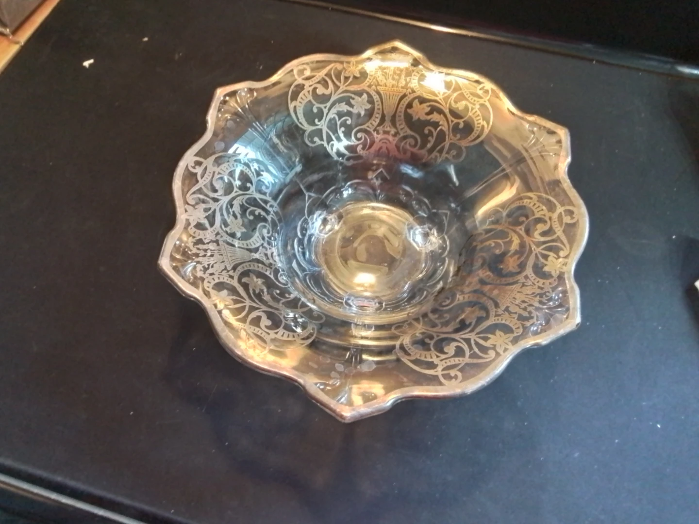 Art Deco Indiana Glass "Pretzel" 3-Footed Centerpiece