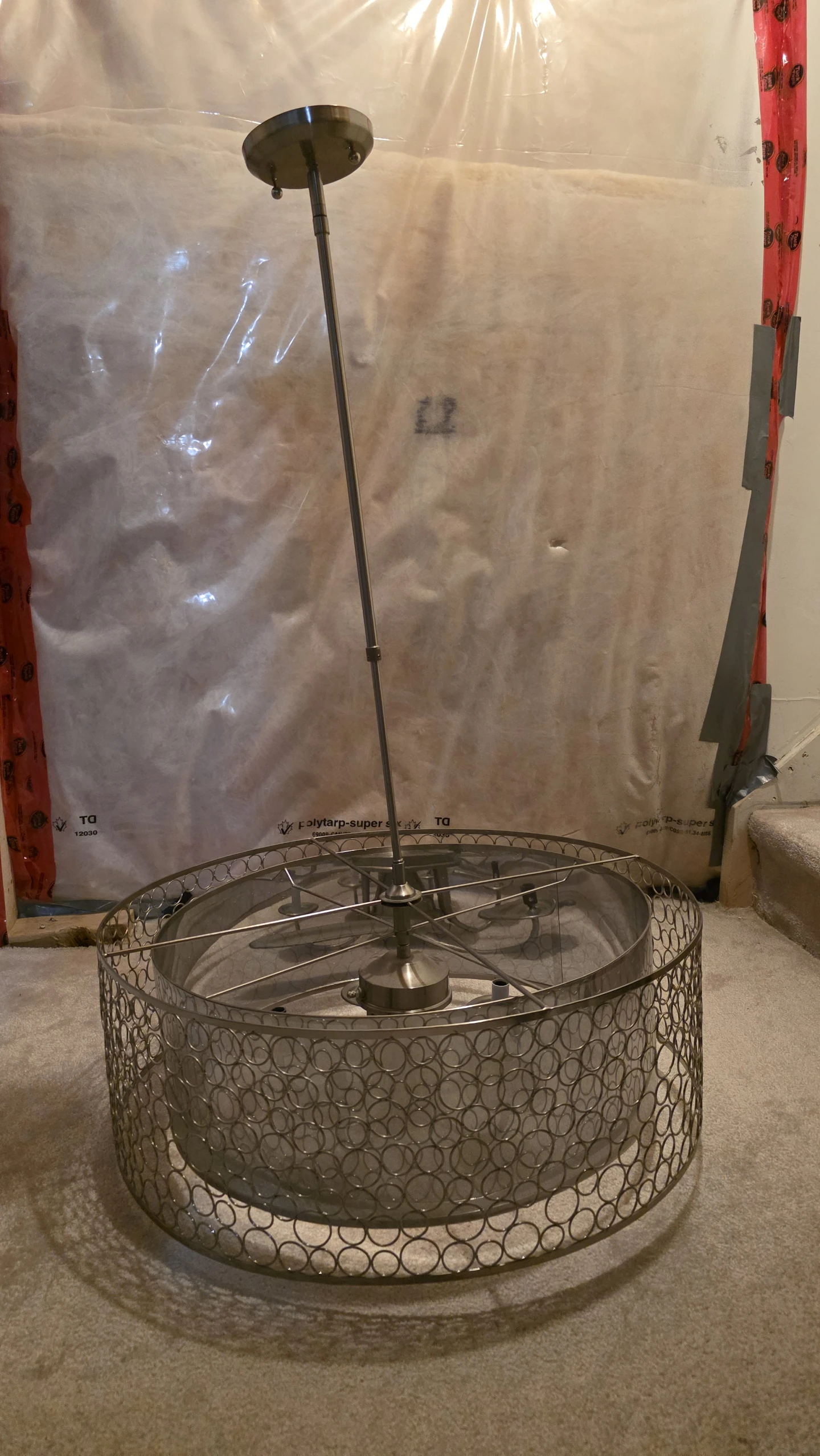 Modern Silver Metal Drum Chandelier - photo 2