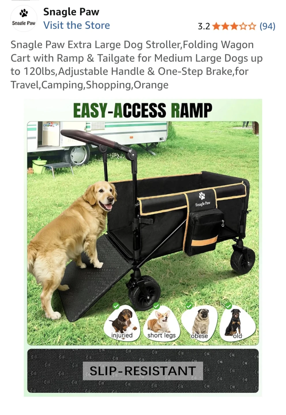 Snagle Paw Extra Large Folding Dog Stroller Wagon - photo 3