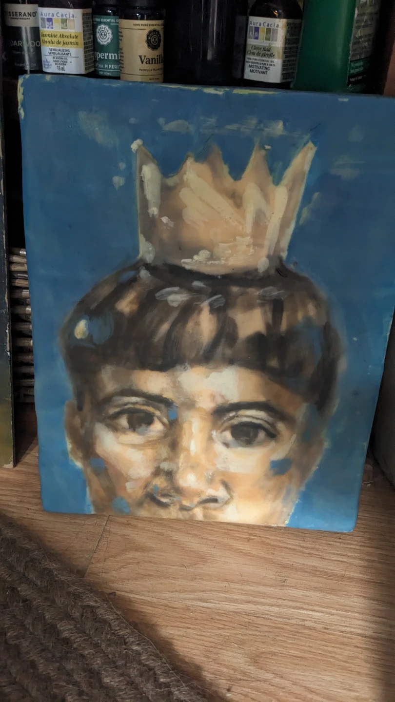 Hand-painted Portrait on Wood Panel