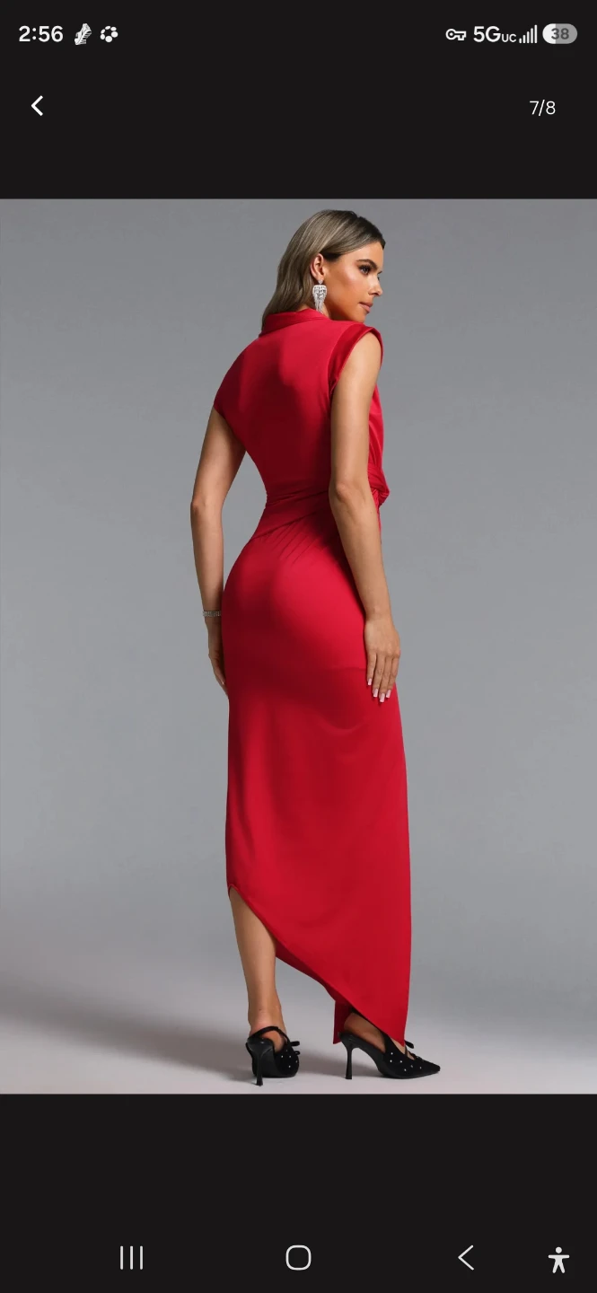 Red Sleeveless Maxi Dress with Side Slit - photo 2