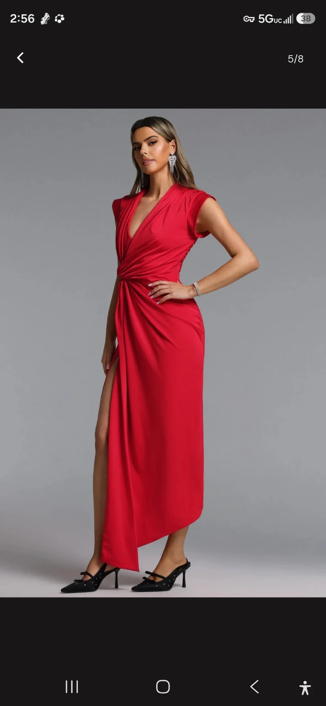 Red Sleeveless Maxi Dress with Side Slit - photo 5