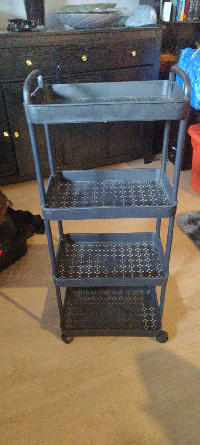 Black 4-Tier Rolling Storage Cart