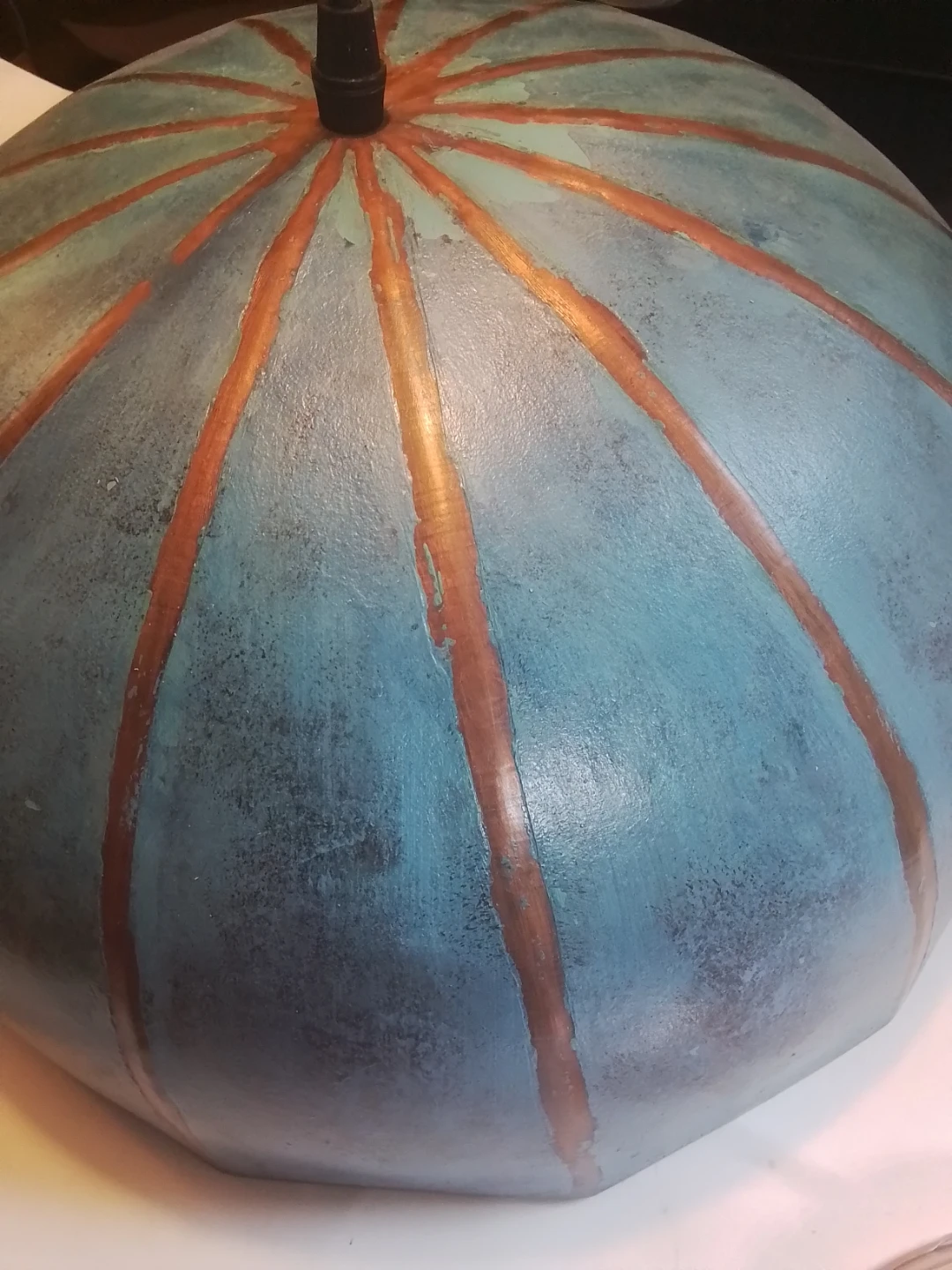 16" Artisan Pendant Light – Faux Blue Patina & Hand - photo 2