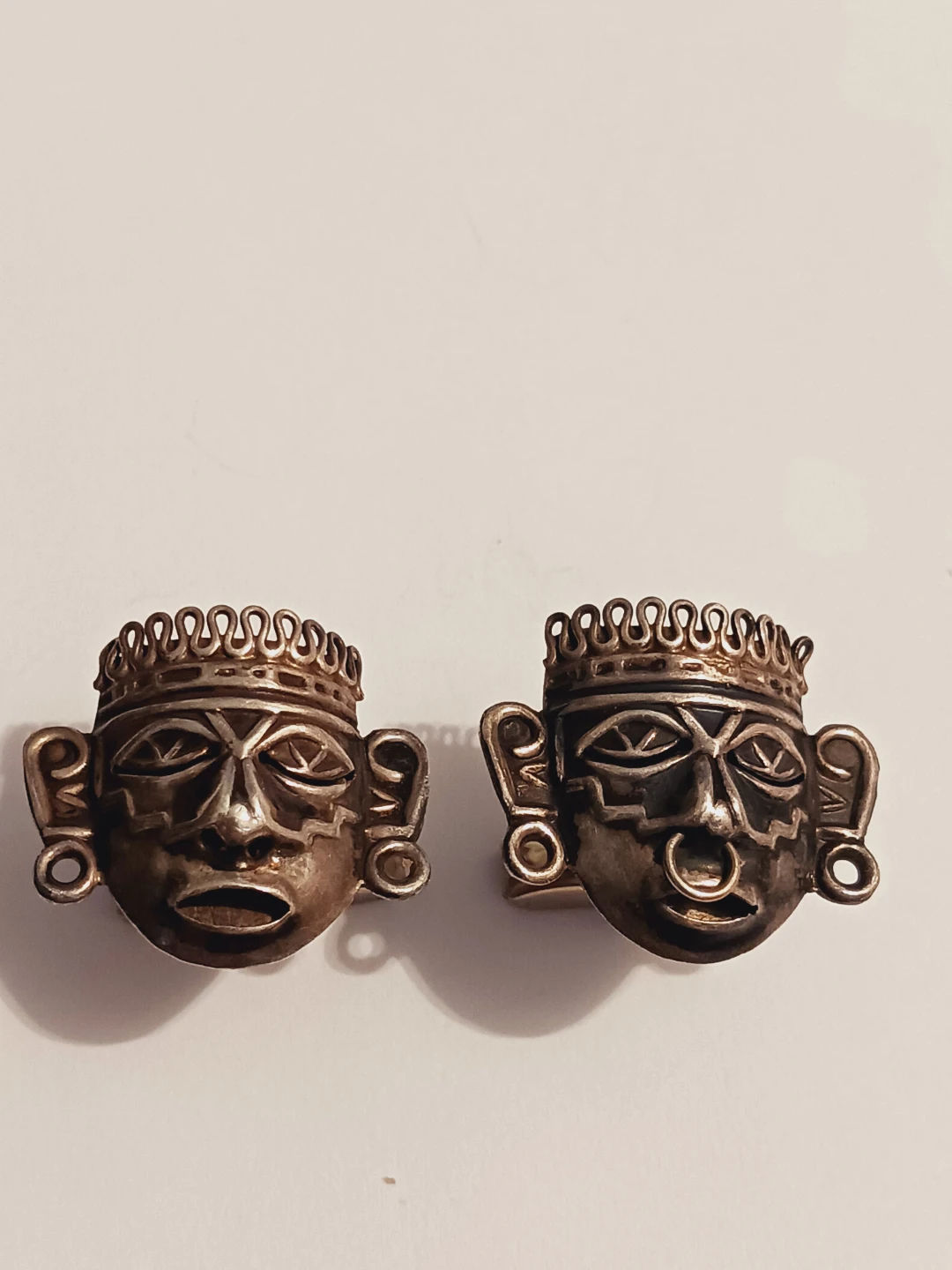 Taxco Mexico Sterling Silver Aztec Mayan Mask Cufflinks