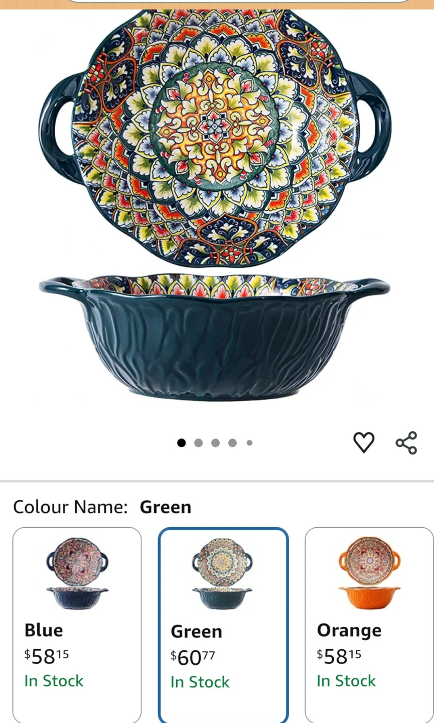 2pcs Ceramic Serving Bowls, Green