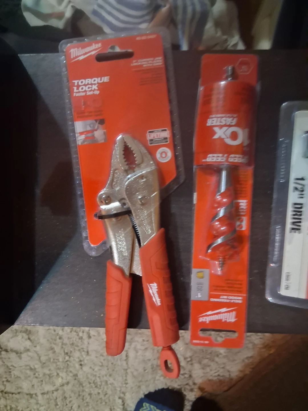 Milwaukee 9-inch Locking Pliers and 1-inch Wood Bit