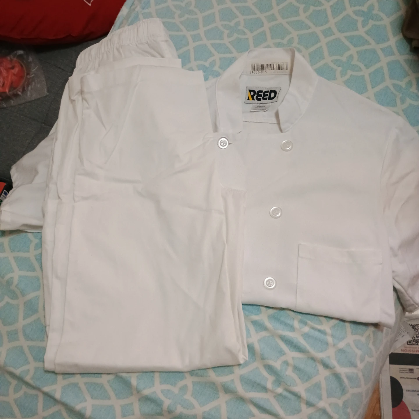 White Chef Coat and Pants Set - photo 3