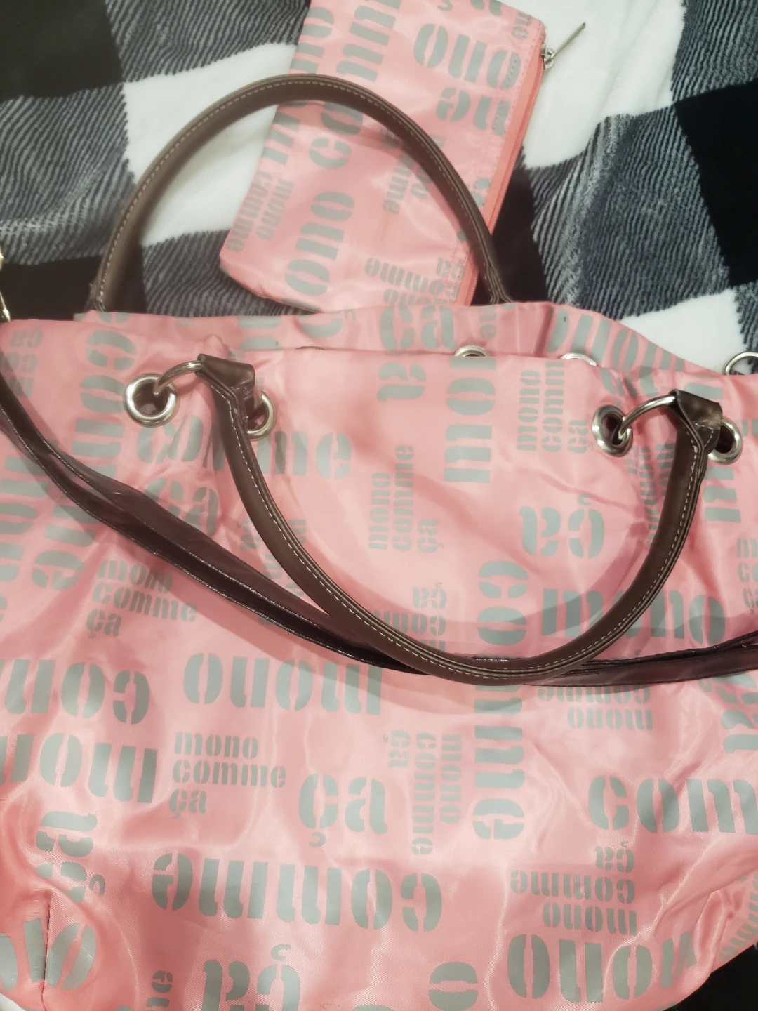 Mono Comme Ça Pink Tote Bag with Matching Pouch - photo 4