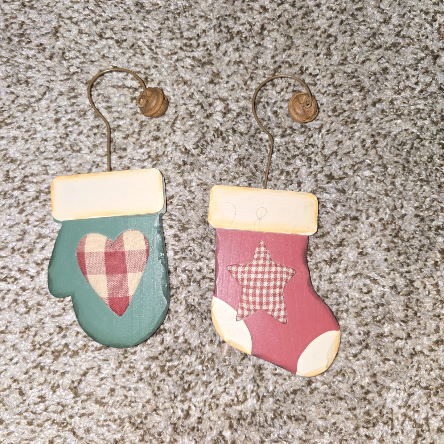 Set of 2 Rustic Wooden Christmas Ornaments
