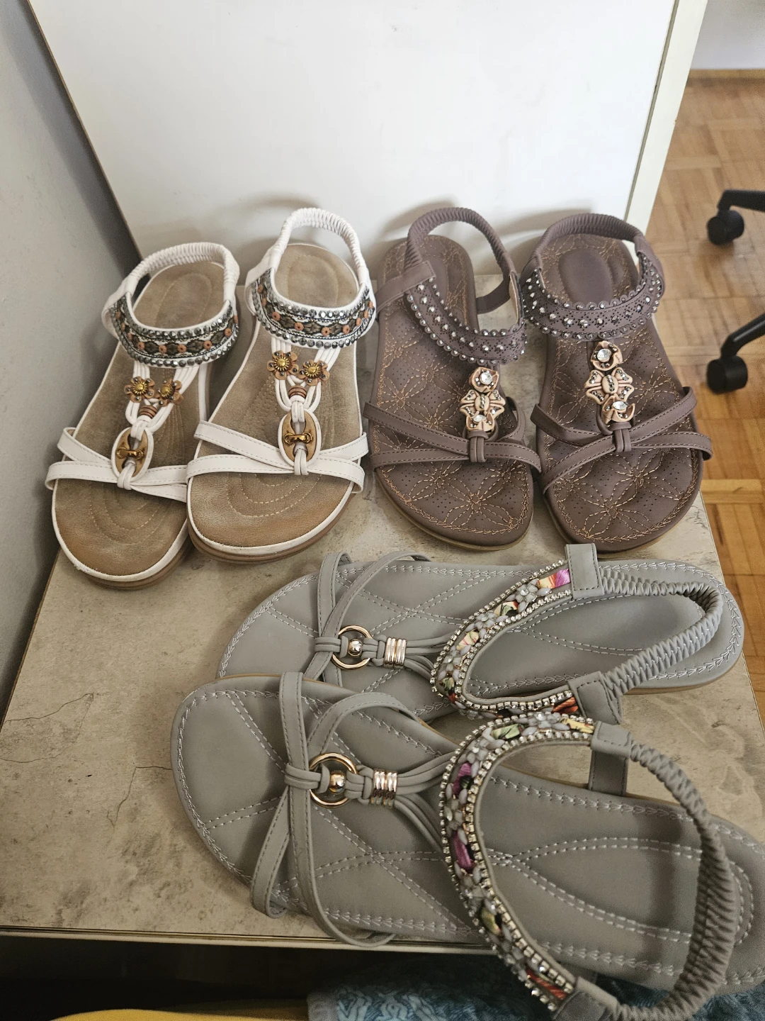 Three Pairs of Embellished Summer Sandals - photo 3