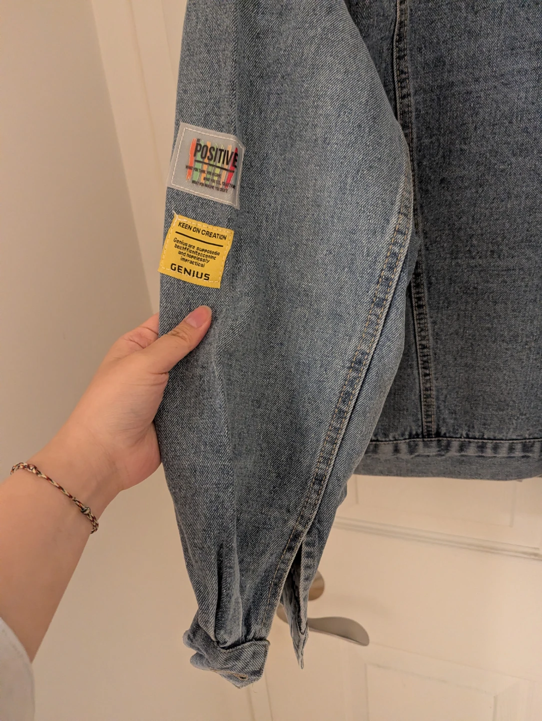 Distressed Denim Jean Jacket with Patches - photo 3