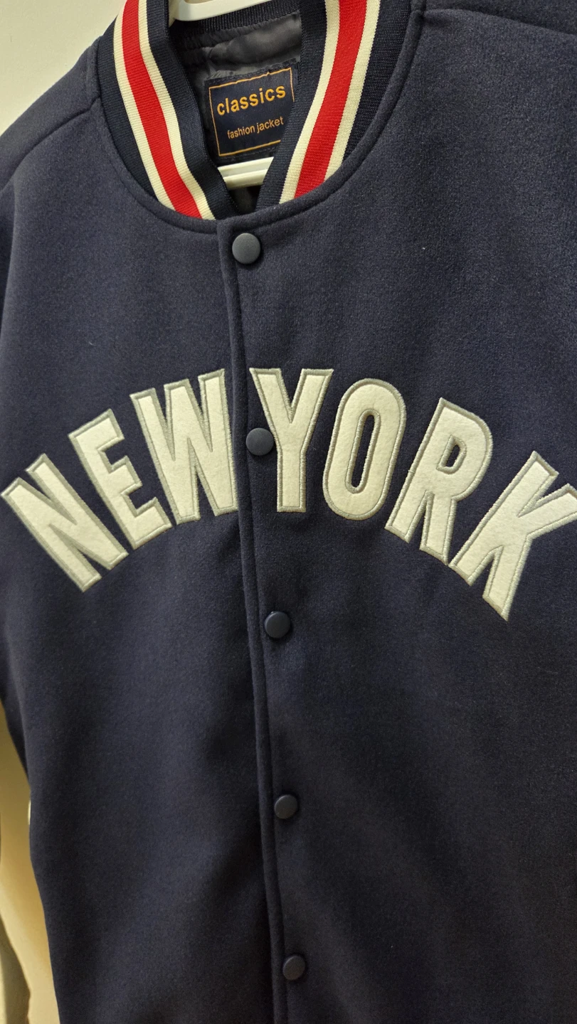 New York Baseball Varsity Jacket – Navy & White – Size L *new - photo 4