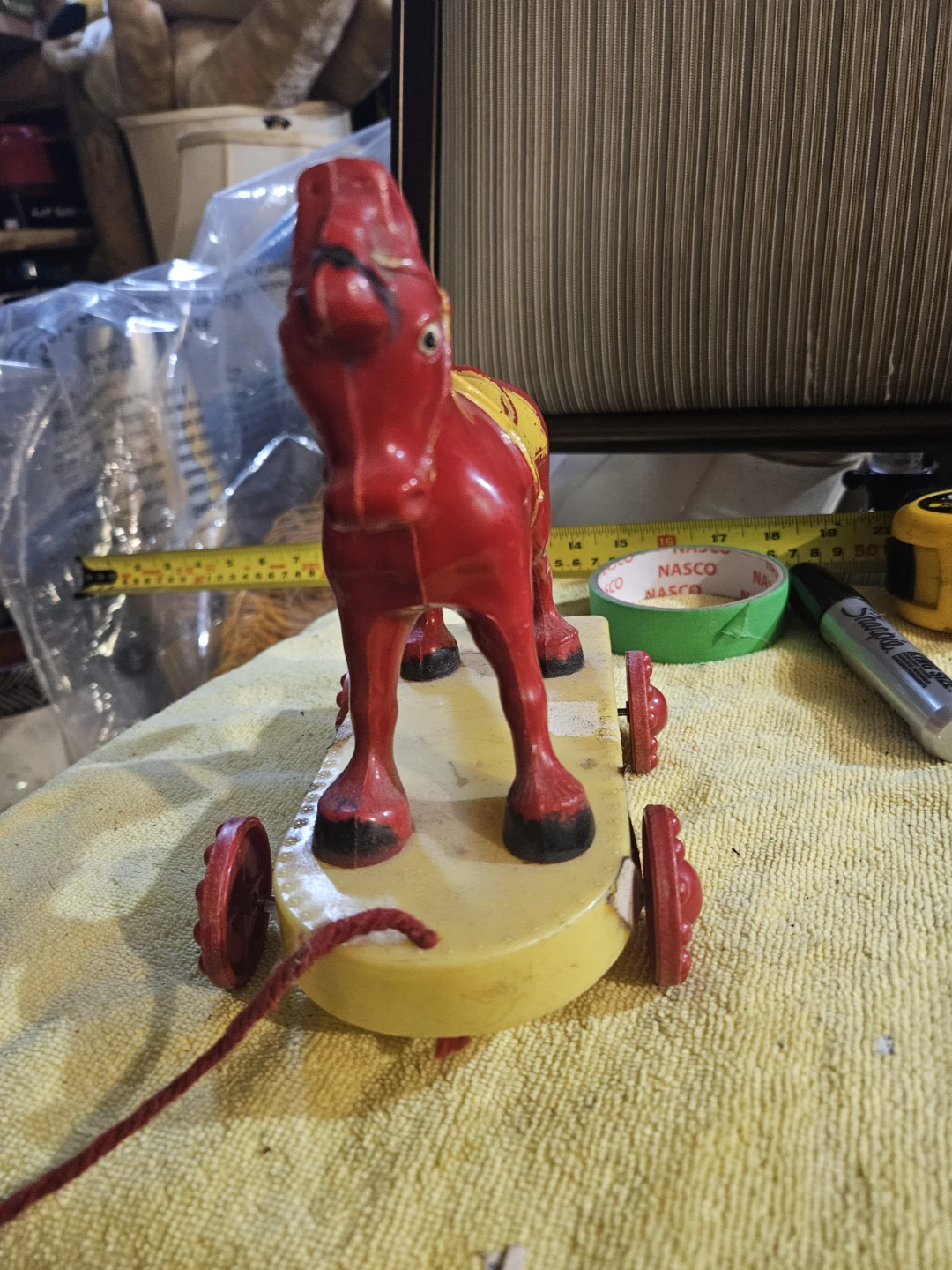 Vintage Red Pull Toy Horse - photo 4