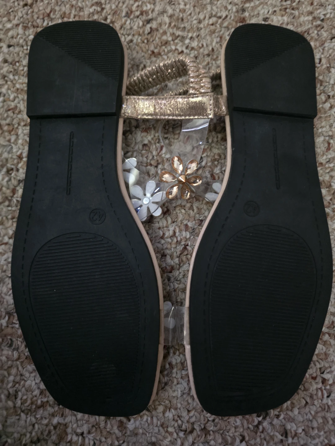 Floral Embellished Gold Sandals - photo 4