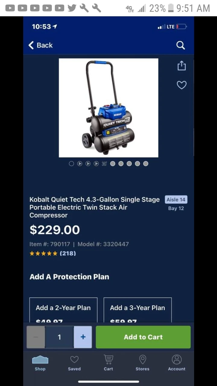 Kobalt Quiet Tech 4.3-Gallon Twin Stack Air Compressor - photo 2