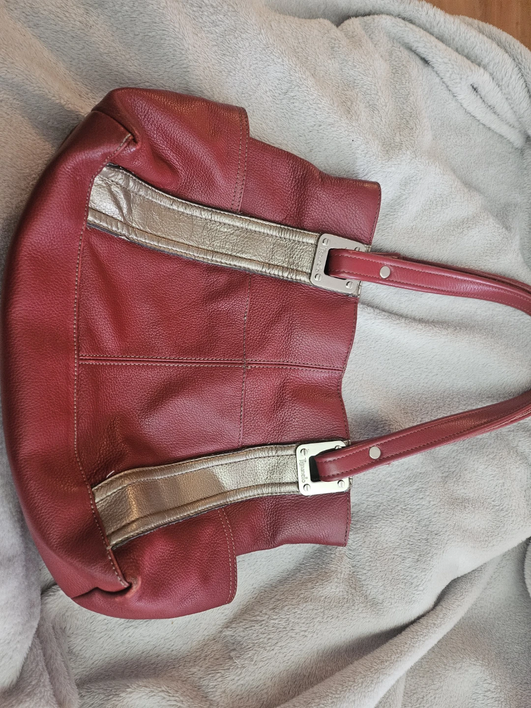 Tignanello Red Leather Shoulder Bag