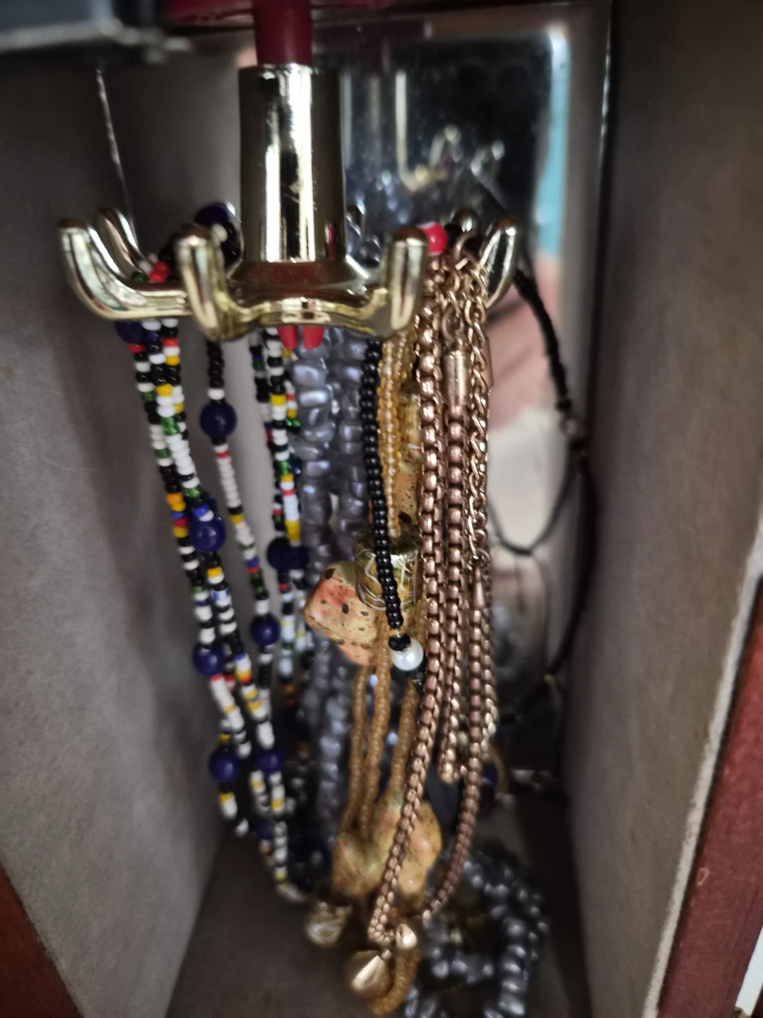 Wooden Jewelry Box with Drawers and Necklace Hanger - photo 2