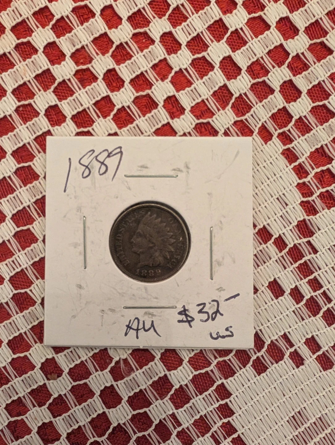 1889 US Indian Head One Cent Coin